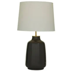 Table Lamps-Kirkland's Home Gray Ceramic Base Gold Accent Table Lamp White