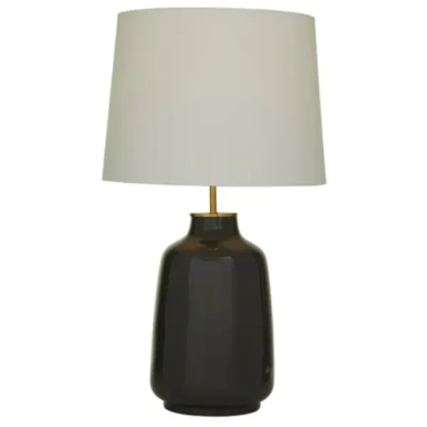 Table Lamps-Kirkland's Home Gray Ceramic Base Gold Accent Table Lamp White