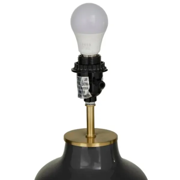 Table Lamps-Kirkland's Home Gray Ceramic Base Gold Accent Table Lamp White
