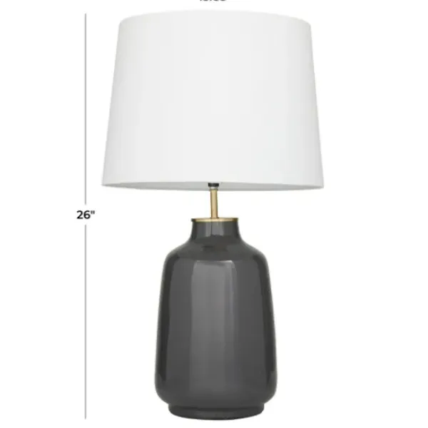 Table Lamps-Kirkland's Home Gray Ceramic Base Gold Accent Table Lamp White