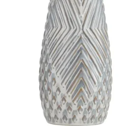 Table Lamps-Kirkland's Home Gray Ceramic 3D Pattern Table Lamp White
