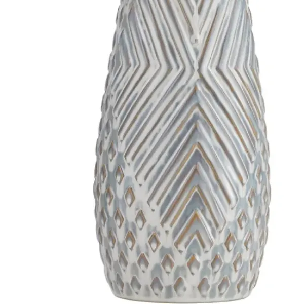 Table Lamps-Kirkland's Home Gray Ceramic 3D Pattern Table Lamp White