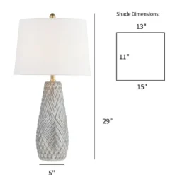 Table Lamps-Kirkland's Home Gray Ceramic 3D Pattern Table Lamp White