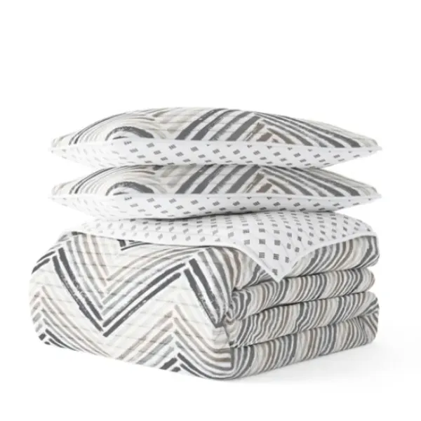 Quilts-Kirkland's Home Gray Chevron Reversible 2-Pc. Twin Quilt Set Gray/White