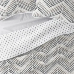 Quilts-Kirkland's Home Gray Chevron Reversible 2-Pc. Twin Quilt Set Gray/White