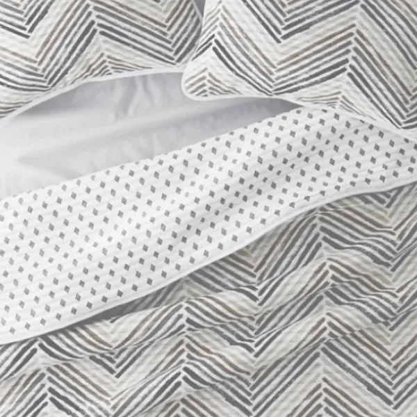 Quilts-Kirkland's Home Gray Chevron Reversible 2-Pc. Twin Quilt Set Gray/White