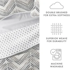 Quilts-Kirkland's Home Gray Chevron Reversible 2-Pc. Twin Quilt Set Gray/White