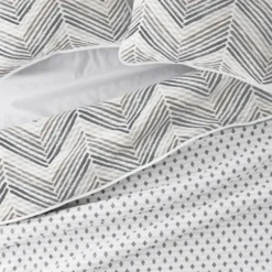 Quilts-Kirkland's Home Gray Chevron Reversible 3-Pc. King Quilt Set Gray/White
