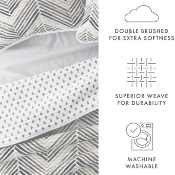 Quilts-Kirkland's Home Gray Chevron Reversible 3-Pc. King Quilt Set Gray/White