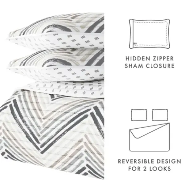 Quilts-Kirkland's Home Gray Chevron Reversible 3-Pc. King Quilt Set Gray/White