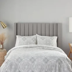 Comforters-Kirkland's Home Gray Cloud Floral King 3-Pc. Comforter Set Gray/White