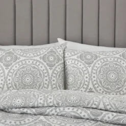 Comforters-Kirkland's Home Gray Cloud Floral King 3-Pc. Comforter Set Gray/White
