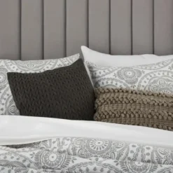 Comforters-Kirkland's Home Gray Cloud Floral King 3-Pc. Comforter Set Gray/White