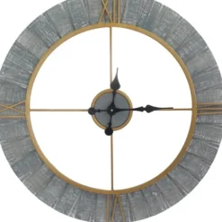 Clocks-Kirkland's Home Gray Cutout Wood Wall Clock With Gold Metal