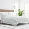 Quilts-Kirkland's Home Gray Damask Reversible 3-Pc. Queen Quilt Set Gray/White