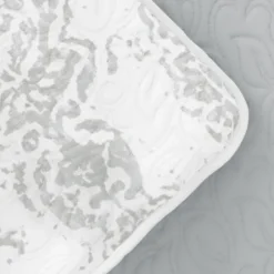 Quilts-Kirkland's Home Gray Damask Reversible 3-Pc. Queen Quilt Set Gray/White