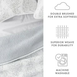 Quilts-Kirkland's Home Gray Damask Reversible 3-Pc. Queen Quilt Set Gray/White