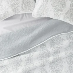 Quilts-Kirkland's Home Gray Damask Reversible 3-Pc. King Quilt Set Gray/White