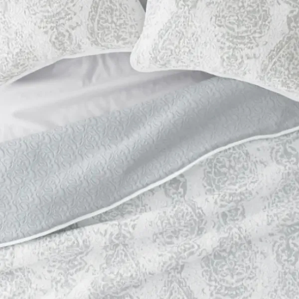 Quilts-Kirkland's Home Gray Damask Reversible 3-Pc. King Quilt Set Gray/White