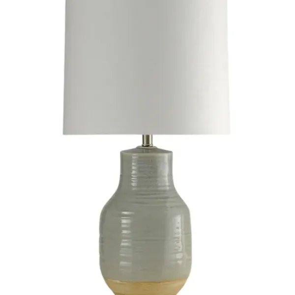 Table Lamps-Kirkland's Home Gray Dipped Two-Toned Ceramic Table Lamp White