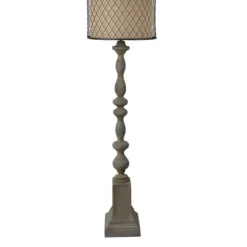 Floor Lamps-Kirkland's Home Gray Distressed Metal Encased Shade Floor Lamp Tan