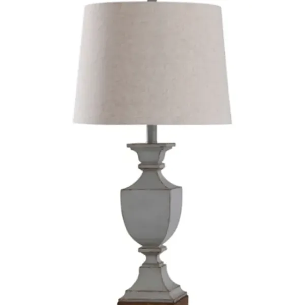 Table Lamps-Kirkland's Home Gray Distressed Square Urn Table Lamp Tan