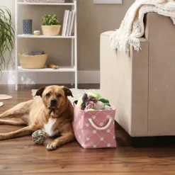 Baskets & Boxes-Kirkland's Home Gray Dog Show Rectangular Storage Bin, 18 In. Gray/White