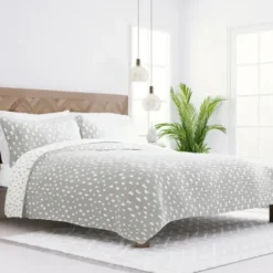 Quilts-Kirkland's Home Gray Dotted Reversible 2-Pc. Twin Quilt Set Gray/White