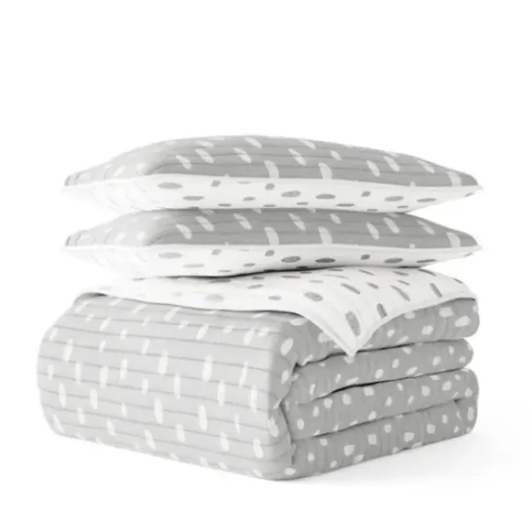 Quilts-Kirkland's Home Gray Dotted Reversible 2-Pc. Twin Quilt Set Gray/White