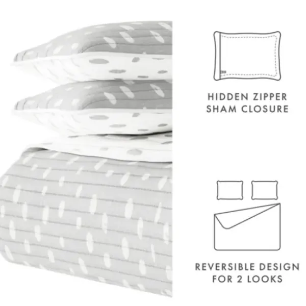 Quilts-Kirkland's Home Gray Dotted Reversible 2-Pc. Twin Quilt Set Gray/White