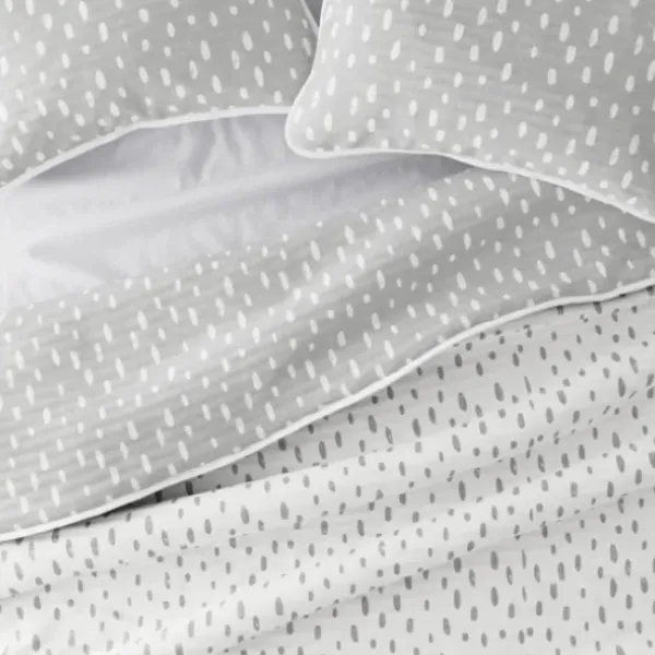 Quilts-Kirkland's Home Gray Dotted Reversible 3-Pc. Queen Quilt Set Gray/White