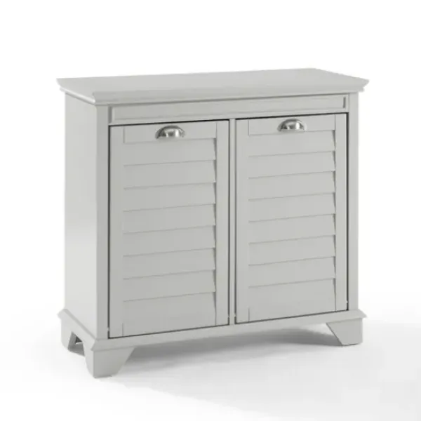 Bathroom Furniture-Kirkland's Home Gray Double Linen Hamper