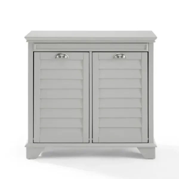 Bathroom Furniture-Kirkland's Home Gray Double Linen Hamper