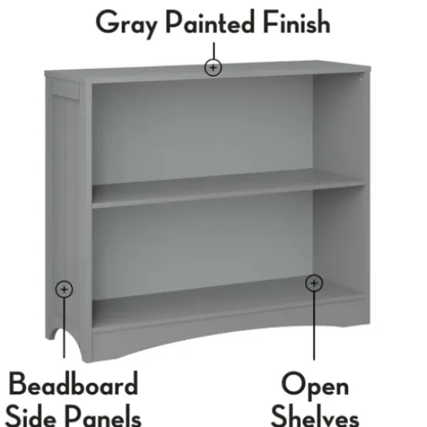 Bookshelves-Kirkland's Home Gray Double Shelf Wooden Bookcase
