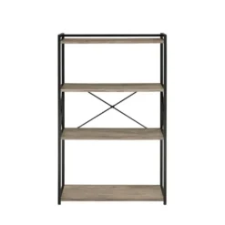 Bookshelves-Kirkland's Home Gray Finish X Frame Open Shelf Bookcase