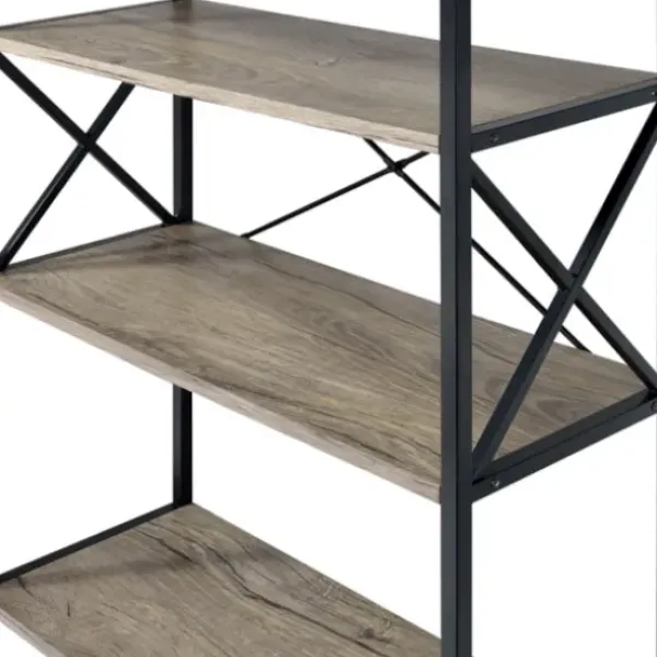 Bookshelves-Kirkland's Home Gray Finish X Frame Open Shelf Bookcase