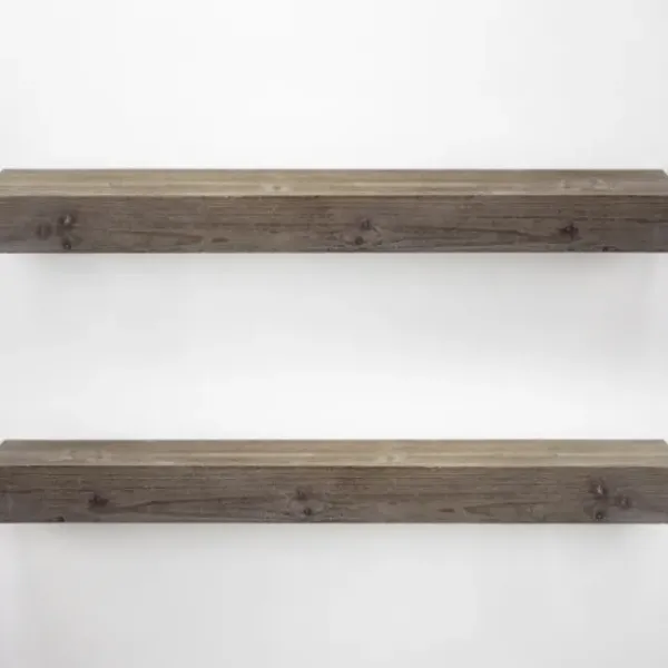Shelves-Kirkland's Home Gray Floating Rustic Wooden Wall Shelf, 3 Ft.