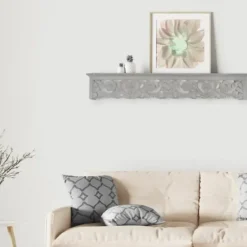 Shelves-Kirkland's Home Gray Floral Carved Wall Shelf