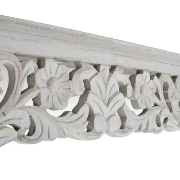 Shelves-Kirkland's Home Gray Floral Carved Wall Shelf