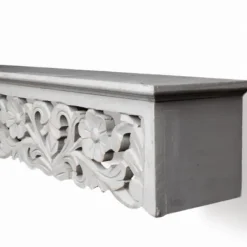 Shelves-Kirkland's Home Gray Floral Carved Wall Shelf