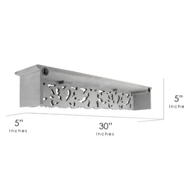 Shelves-Kirkland's Home Gray Floral Carved Wall Shelf