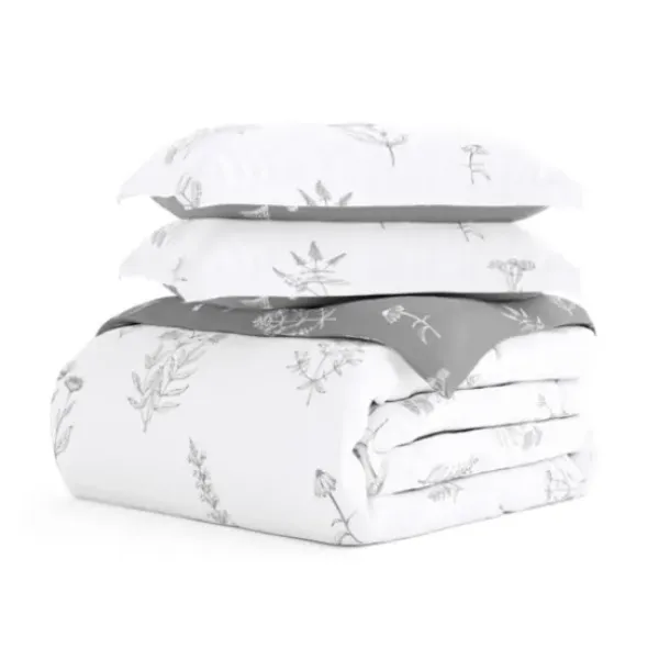 Duvets-Kirkland's Home Gray Floral Reversible 2-Pc. Twin Duvet Cover Set Gray/White
