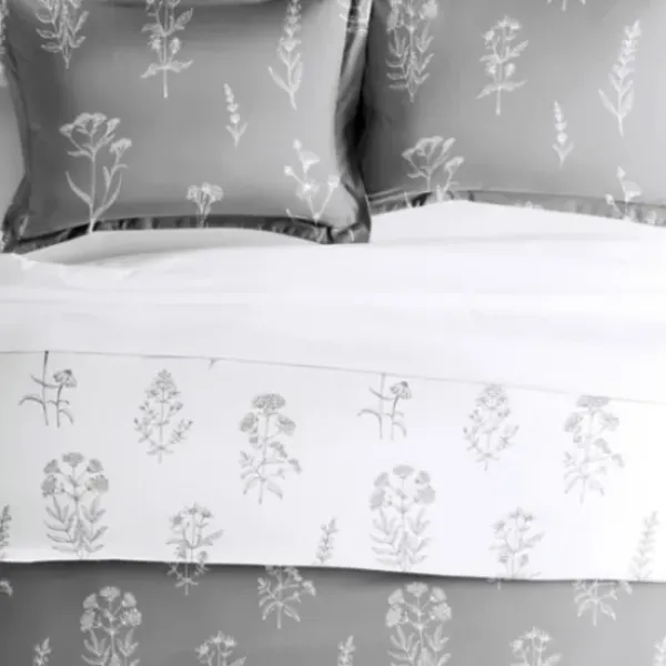 Duvets-Kirkland's Home Gray Floral Reversible 2-Pc. Twin Duvet Cover Set Gray/White