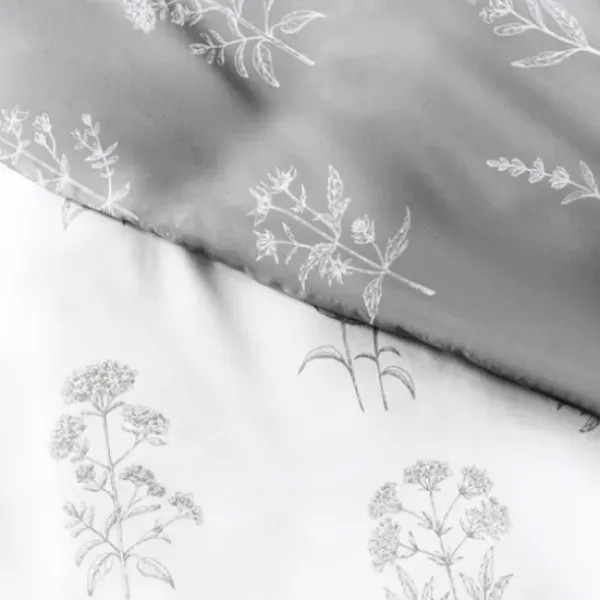 Duvets-Kirkland's Home Gray Floral Reversible 2-Pc. Twin Duvet Cover Set Gray/White