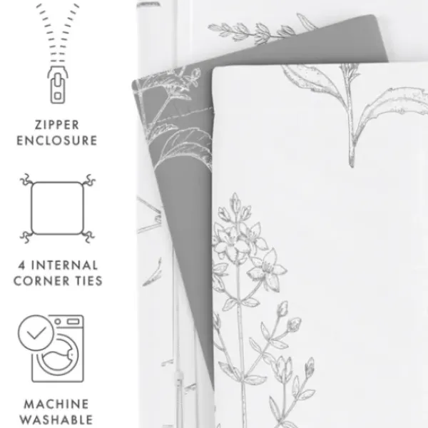 Duvets-Kirkland's Home Gray Floral Reversible 2-Pc. Twin Duvet Cover Set Gray/White