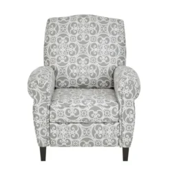 Accent Chairs-Kirkland's Home Gray Fretwork Orville Recliner Gray/White