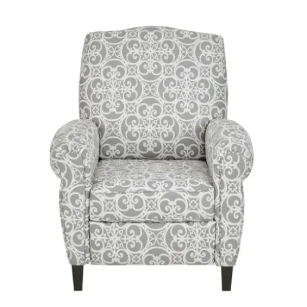 Accent Chairs-Kirkland's Home Gray Fretwork Orville Recliner Gray/White