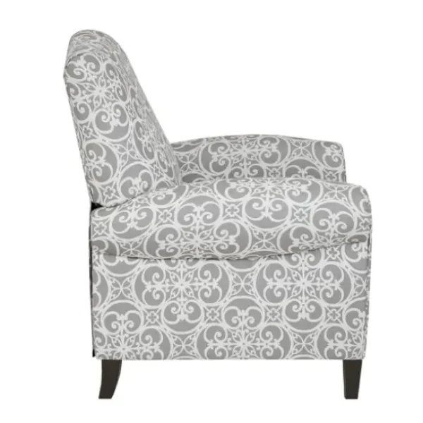 Accent Chairs-Kirkland's Home Gray Fretwork Orville Recliner Gray/White