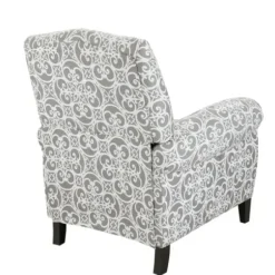 Accent Chairs-Kirkland's Home Gray Fretwork Orville Recliner Gray/White