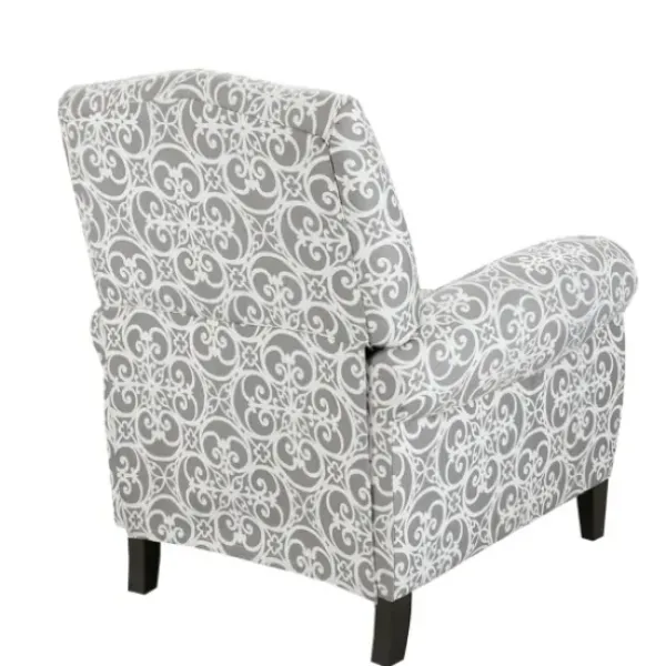 Accent Chairs-Kirkland's Home Gray Fretwork Orville Recliner Gray/White